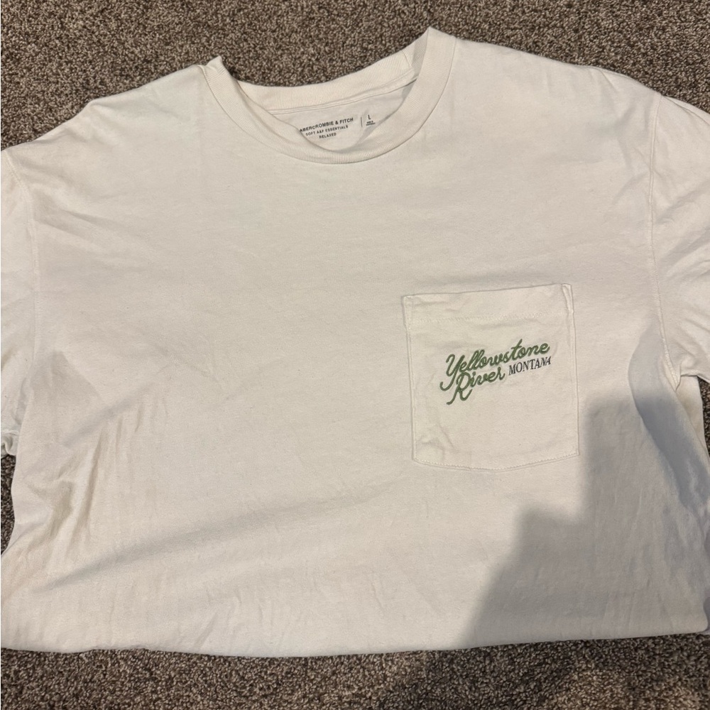 Abercrombie & Fitch Cream Tee with Green Graphic